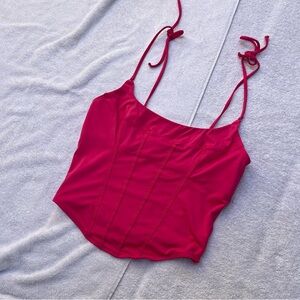 Hollister Hot Pink Corset stop with Tie Straps XS